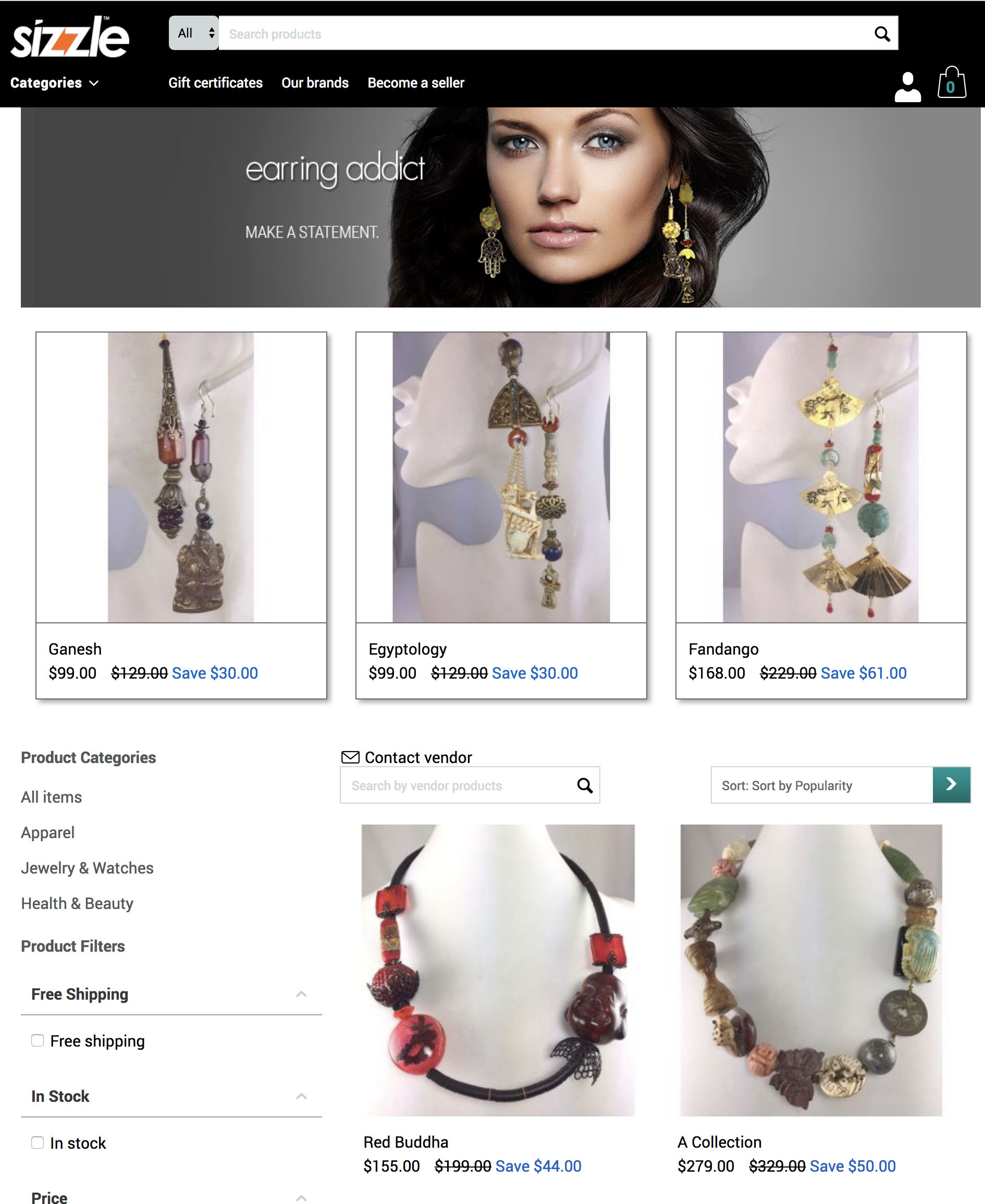 Earring Addict Branded Sizzle Store Front